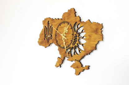 Wooden clock - UKRAINE - walnut color - 350 mm - 14 inches - light and ready to ship - handmade clock - Silent clock mechanism