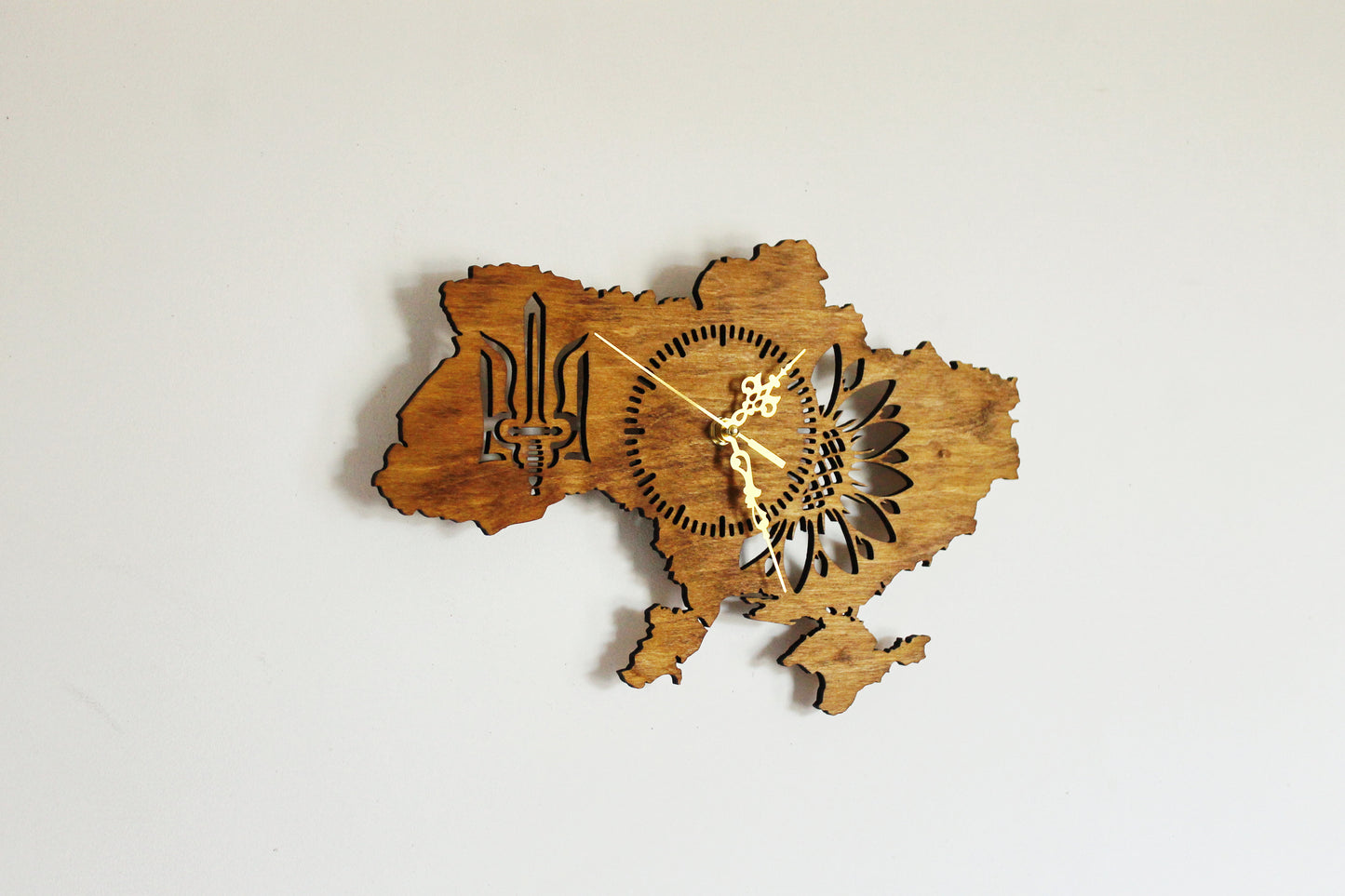 Wooden clock - UKRAINE - walnut color - 350 mm - 14 inches - light and ready to ship - handmade clock - Silent clock mechanism