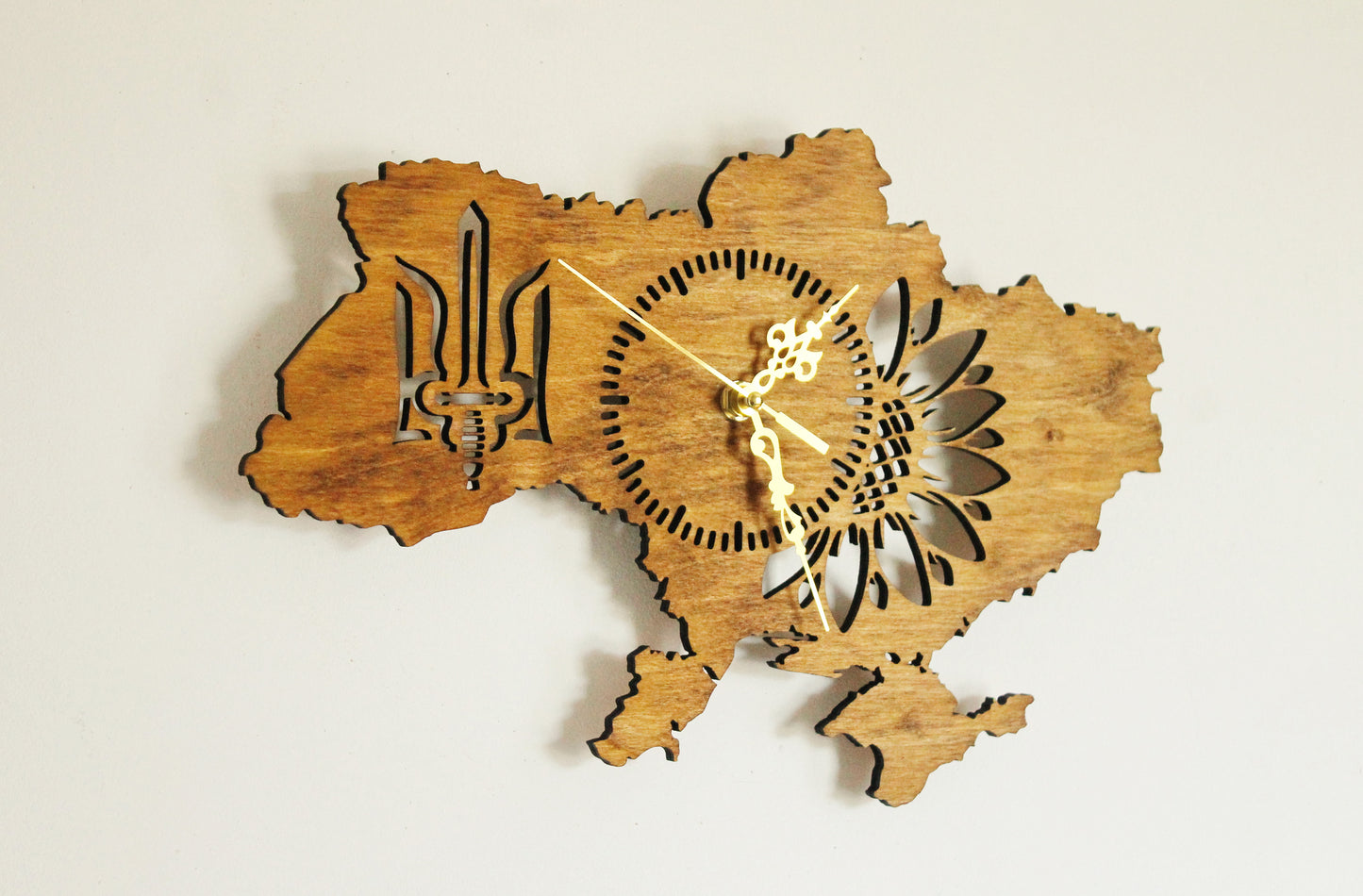Wooden clock - UKRAINE - walnut color - 350 mm - 14 inches - light and ready to ship - handmade clock - Silent clock mechanism