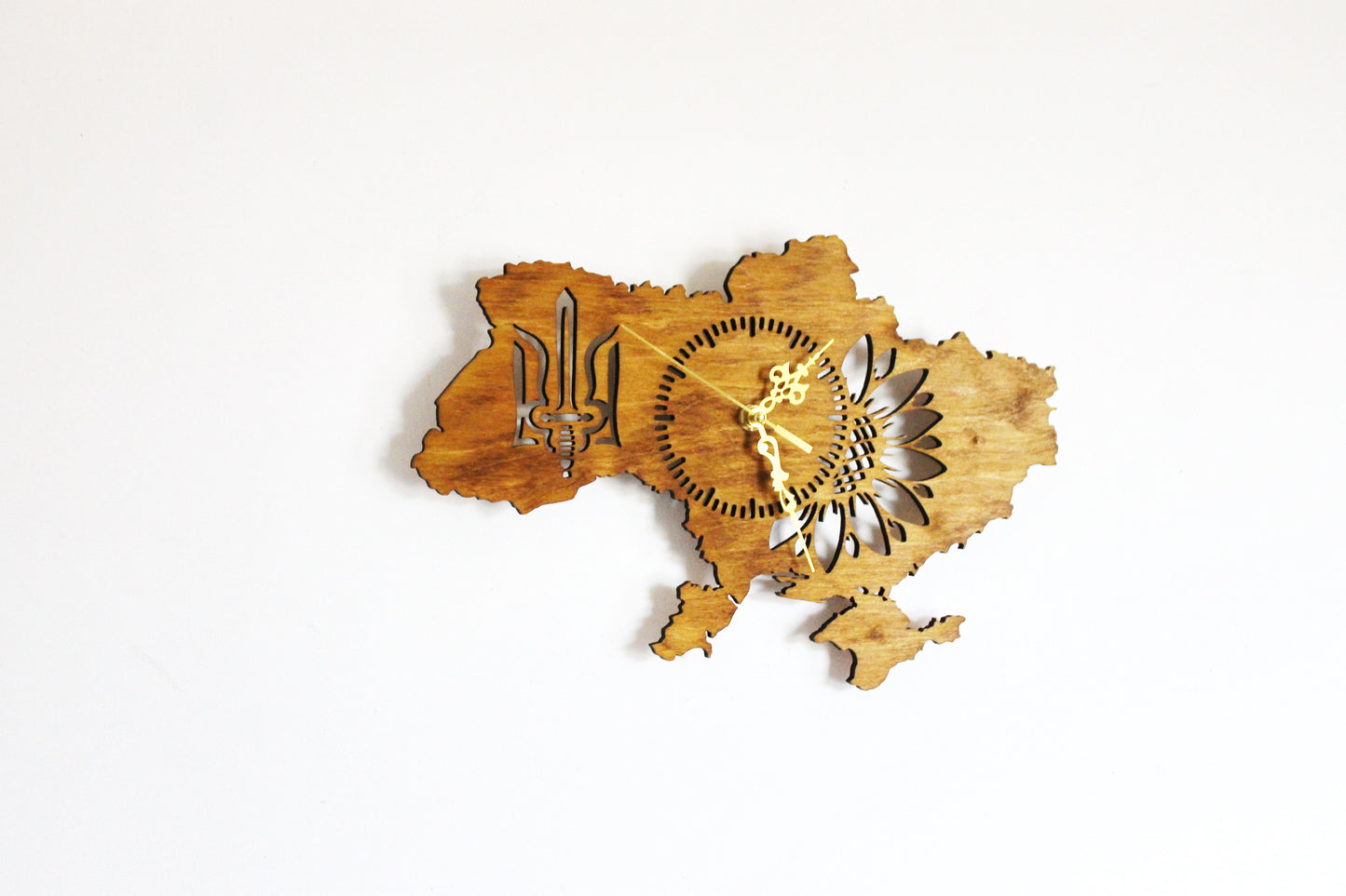 Wooden clock - UKRAINE - walnut color - 350 mm - 14 inches - light and ready to ship - handmade clock - Silent clock mechanism