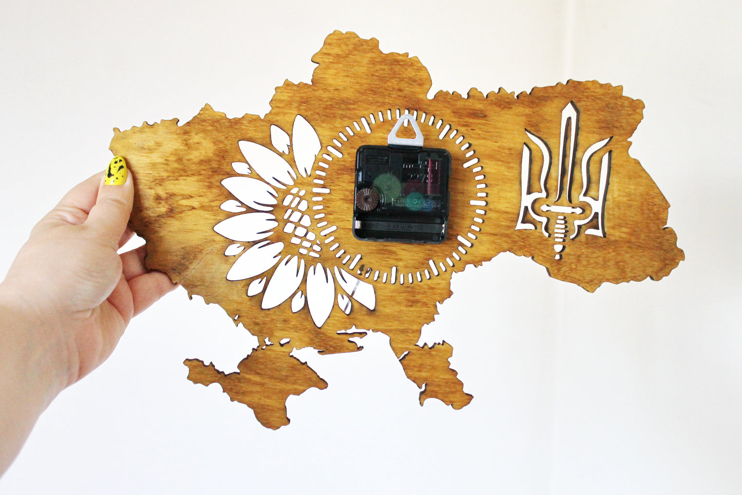 Wooden clock - UKRAINE - walnut color - 350 mm - 14 inches - light and ready to ship - handmade clock - Silent clock mechanism
