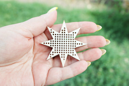 Set of 8 Embroidery Blanks – Laser Cut Wooden Shapes for Stitching Projects - blanks Wood Needlecraft Pendant