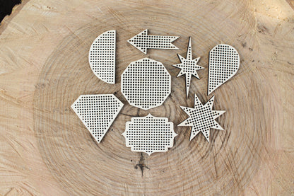 Set of 8 Embroidery Blanks – Laser Cut Wooden Shapes for Stitching Projects - blanks Wood Needlecraft Pendant