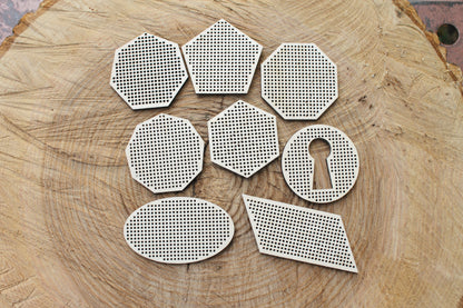 Set of 8 Embroidery Blanks – Laser Cut Wooden Shapes for Stitching Projects - Geometric Wooden Embroidery Blanks