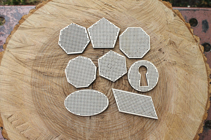 Set of 8 Embroidery Blanks – Laser Cut Wooden Shapes for Stitching Projects - Geometric Wooden Embroidery Blanks