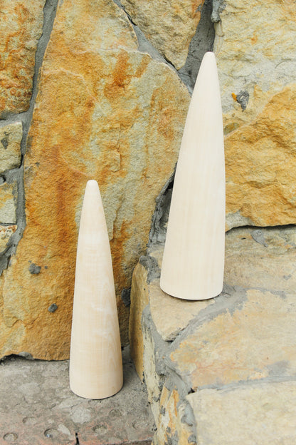 Big Wooden Cones 320–330 mm x 70–80 mm (13 x 3 inch) – Handmade from Natural Linden Wood – Minimalist Décor, DIY Holiday Decoration