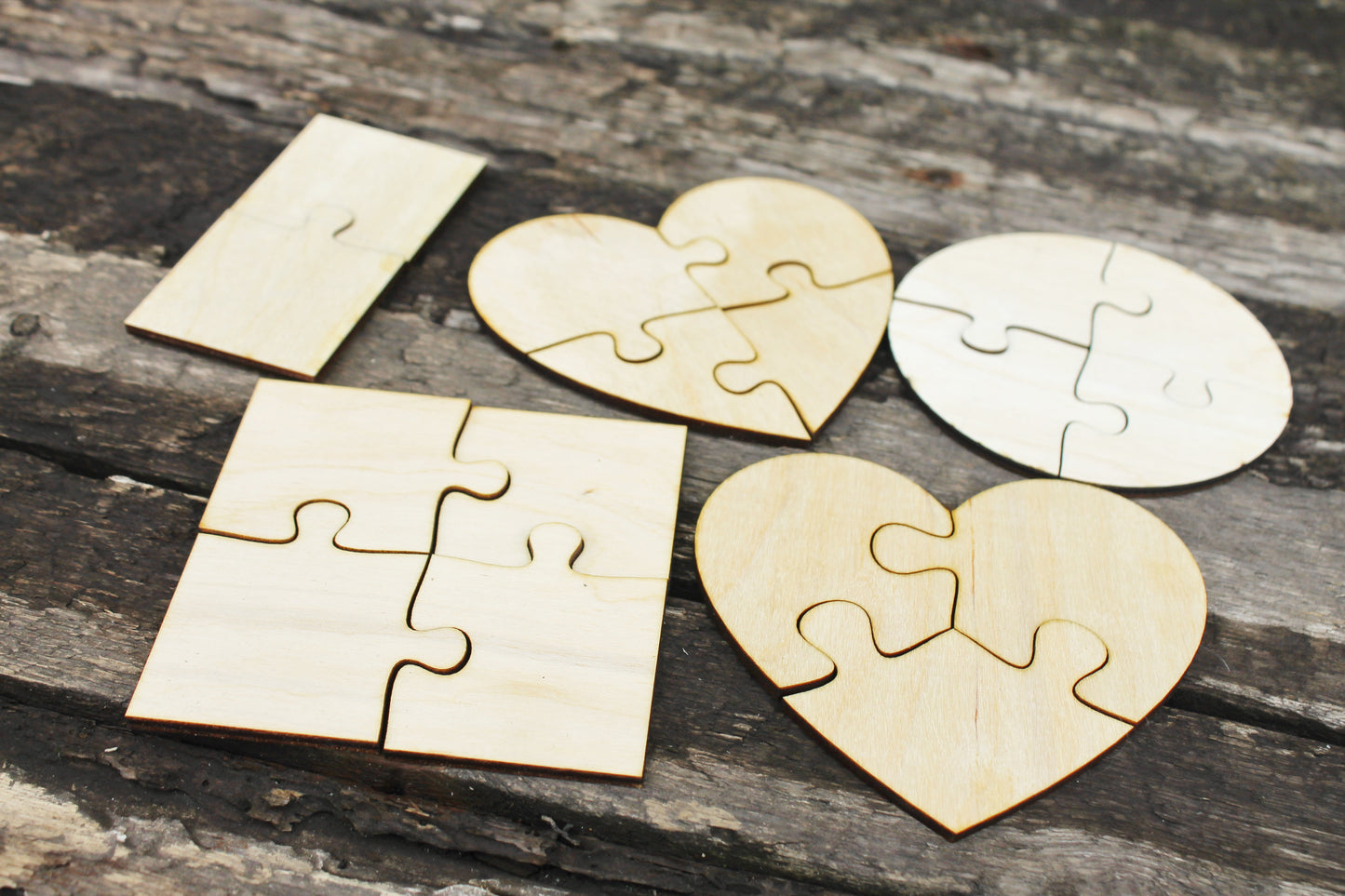 Set of 5 puzzle blanks - do it yourself puzzle - laser cut puzzle blank - Wooden Puzzle