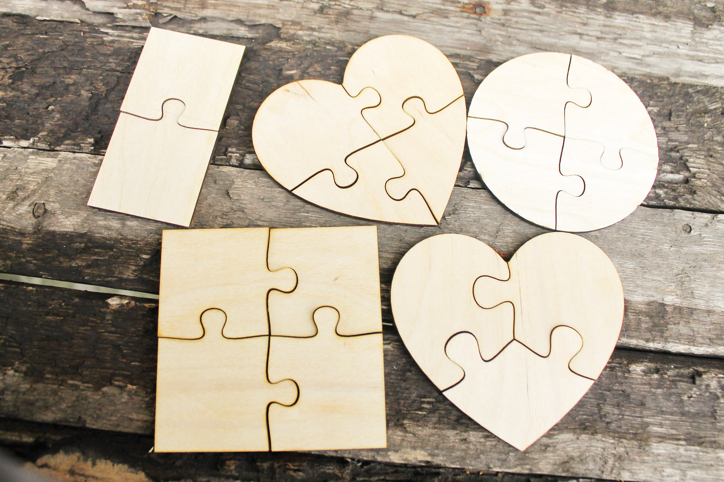 Set of 5 puzzle blanks - do it yourself puzzle - laser cut puzzle blank - Wooden Puzzle