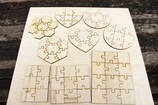 Wooden puzzle blanks - kids puzzle - laser cut puzzle blank - Wooden Puzzle - pick a form