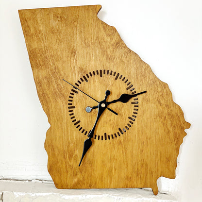 Wooden modern clock - Georgia - state - walnut wood color - 330 mm - 13 inches - handmade clock - Silent clock mechanism