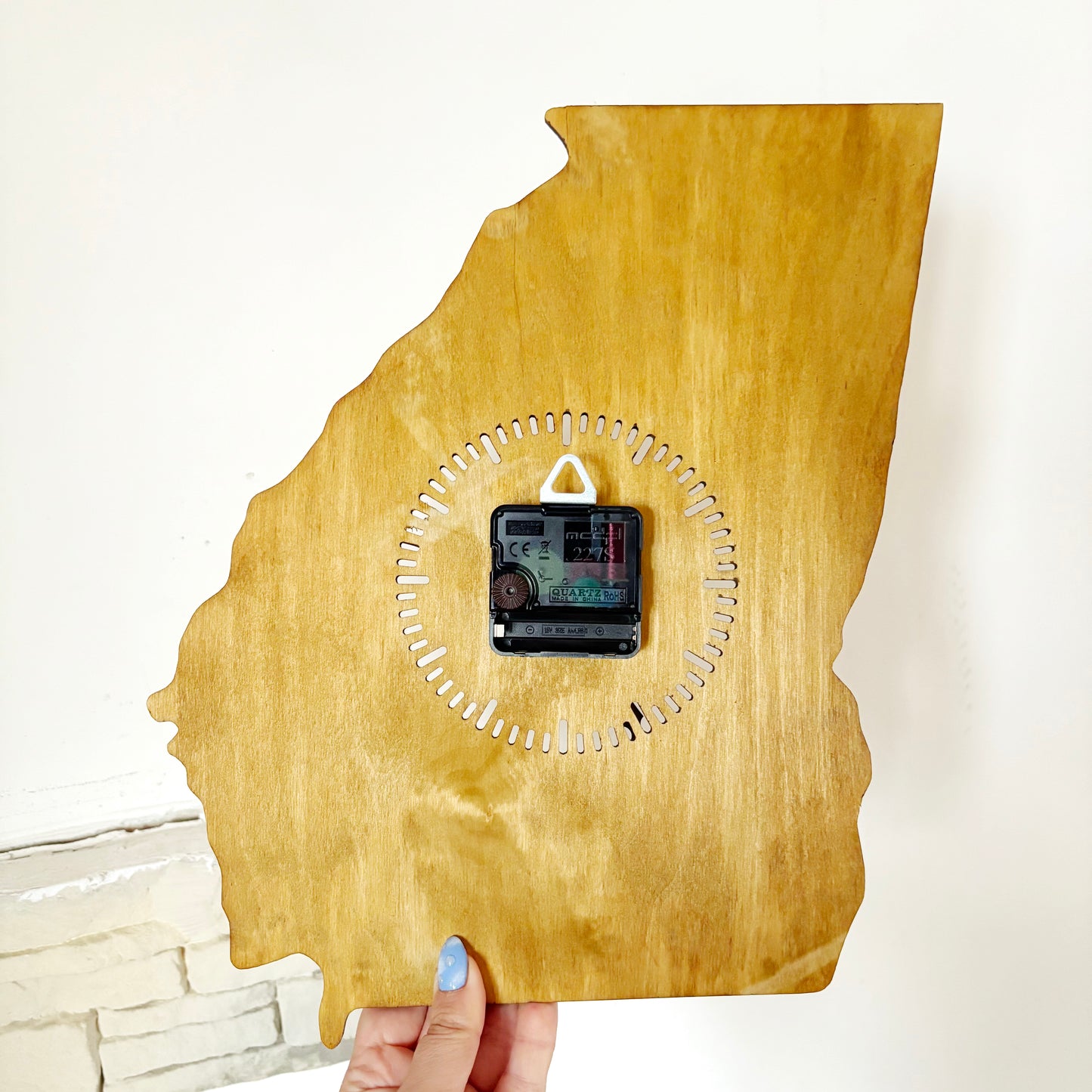 Wooden modern clock - Georgia - state - walnut wood color - 330 mm - 13 inches - handmade clock - Silent clock mechanism