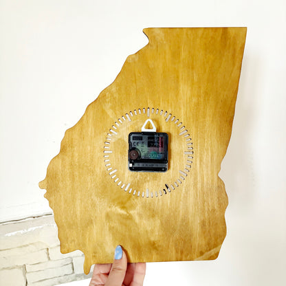 Wooden modern clock - Georgia - state - walnut wood color - 330 mm - 13 inches - handmade clock - Silent clock mechanism