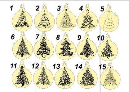 Christmas tree balls - 3.2 inches - 15 variants - cut of high quality plywood - Christmas ornament, New Year decor, BE READY