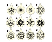Load image into Gallery viewer, Christmas tree balls - 3.5 inches - 12 variants - cut of high quality plywood - Christmas snowflake ornament, New Year decor - 001
