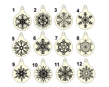 Load image into Gallery viewer, Christmas tree balls - 3.5 inches - 12 variants - cut of high quality plywood - Christmas snowflake ornament, New Year decor - 003
