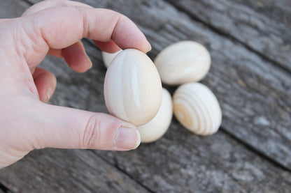 Wooden chicken Eggs 40 mm - set of 5 - natural eco friendly - made from Carpathian pine-tree