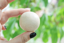 Load image into Gallery viewer, 36-37 mm Wooden round beech beads 5 pcs - natural eco friendly
