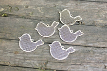 Load image into Gallery viewer, SET OF 5 - Bird Cross stitch pendant blank - blanks Wood Needlecraft Pendant, Necklace or Earrings - wooden cross stitch blank
