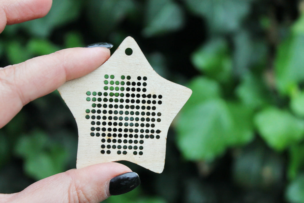 SET OF 5 - Star Cross stitch pendant blank - blanks Wood Needlecraft Pendant, wooden cross stitch blank. New year ornament