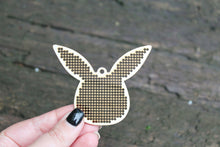Load image into Gallery viewer, Rabbit - Cross stitch pendant blank - blanks Wood Needlecraft Pendant, Necklace or Earrings - wooden cross stitch blank
