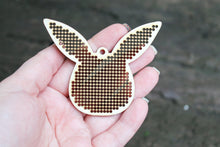 Load image into Gallery viewer, Rabbit - Cross stitch pendant blank - blanks Wood Needlecraft Pendant, Necklace or Earrings - wooden cross stitch blank
