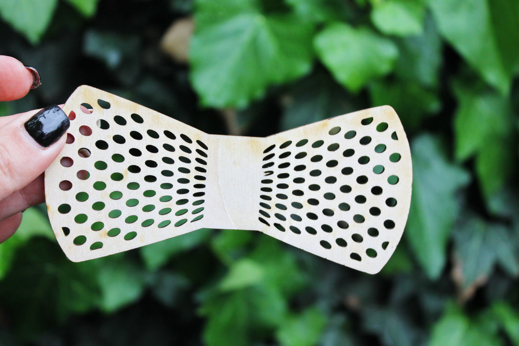 Unfinished laser cut plywood bow-tie - natural - eco friendly