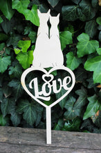Load image into Gallery viewer, Love, heart, cats shape Laser Cut Cake Topper - 15 inches - Wedding - Bridal Shower - Anniversary - Engagement topper
