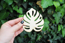 Load image into Gallery viewer, Set of 6 - Monstera leaf laser cut unfinished coasters 3.6 inches - made of high quality plywood - Leaf table decor, Modern coasters
