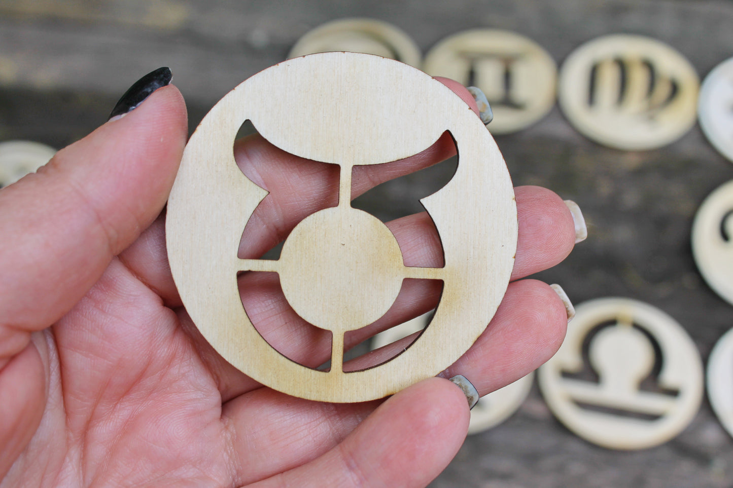 Zodiac pendants, set of 12 zodiac pendants - laser cut zodiac pendant - plywood zodiac set- unfinished zodiac pendant