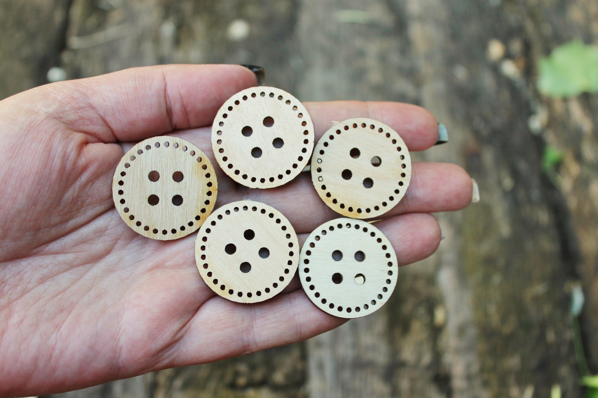 Oblong Wooden Buttons - 30 mm (1.2 inches), Accessories