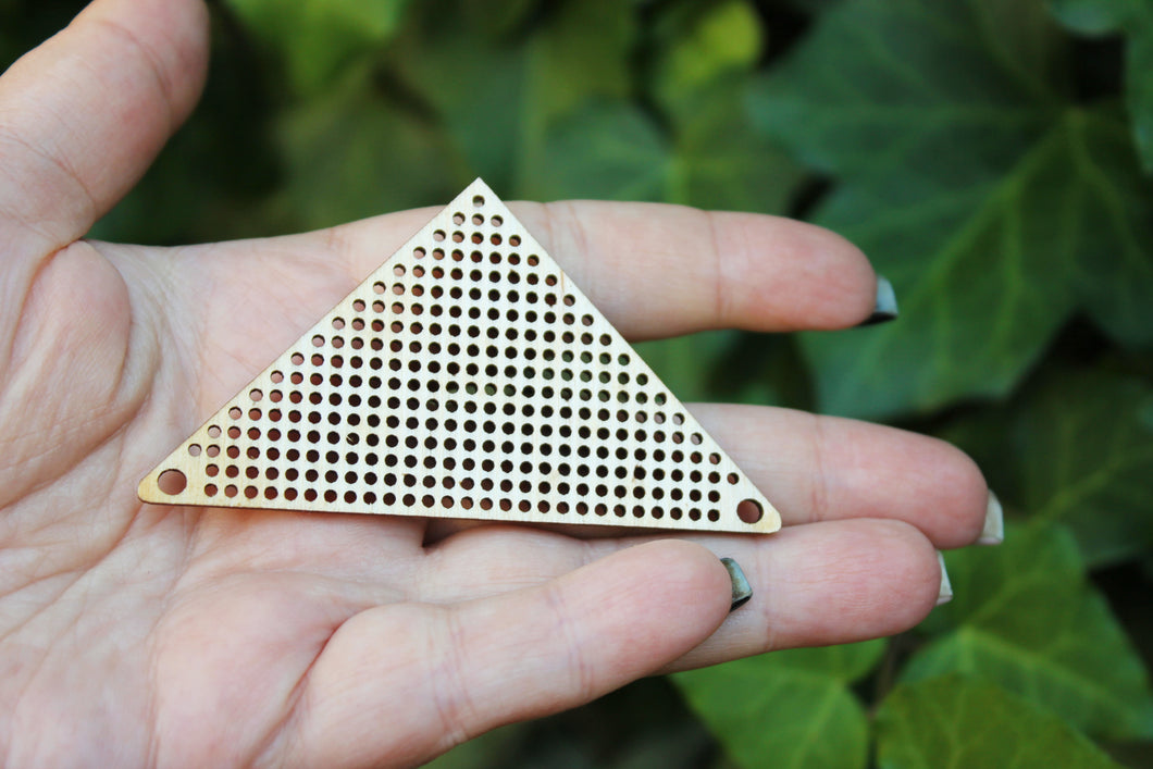 Triangle Cross stitch pendant blank 78 mm x 57 mm - blank Wood Needlecraft Pendant, wooden cross stitch blank