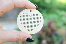 Load image into Gallery viewer, Cross stitch heart in circle pendant blank - Needlecraft Pendant, Necklace or Earrings - wooden cross stitch blank

