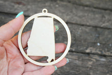 Load image into Gallery viewer, Alabama state pendant - Laser Cut - unfinished blank - 3.1 inches - Alabama Map Inside Circle - Sweet Home Alabama
