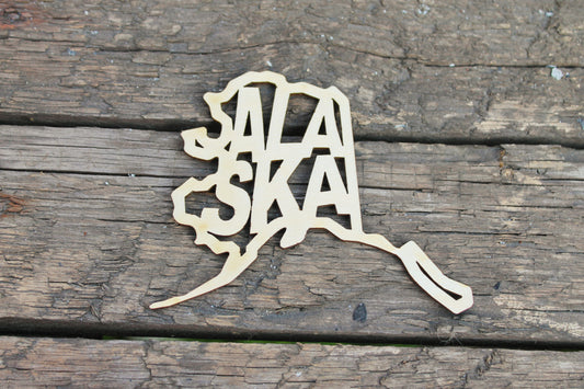 Alaska state inscription - Laser Cut - unfinished blank - 2.6 inches - Alaska Map Shape Text, Pattern, Stencil, Outline