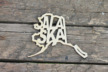 Load image into Gallery viewer, Alaska state inscription - Laser Cut - unfinished blank - 2.6 inches - Alaska Map Shape Text, Pattern, Stencil, Outline
