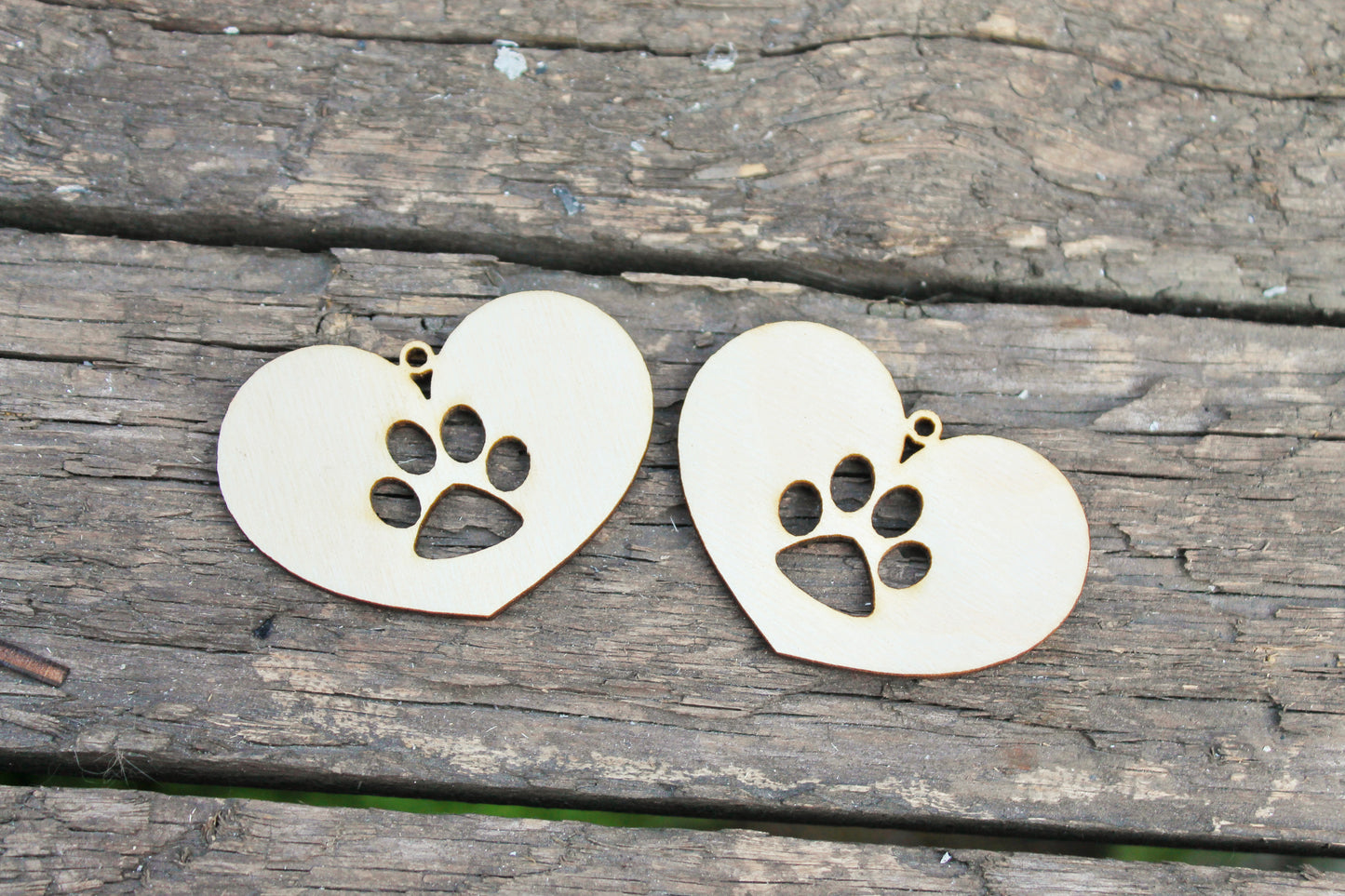 SET OF 2 - Wooden cat paw pendant/earrings base for jewelry making - 2.2 inches, unfinished jewel base, jewel supply, wooden pendant-6