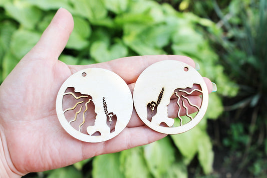 Zodiac earrings/pendants base, set of two Virgo zodiac sign - laser cut zodiac 2.4 inches - plywood zodiac set- unfinished zodiac earrings