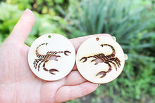 Load image into Gallery viewer, Zodiac earrings/pendants base, set of two Scorpio zodiac sign - laser cut zodiac 2.4 inches - plywood zodiac set- unfinished zodiac earrings
