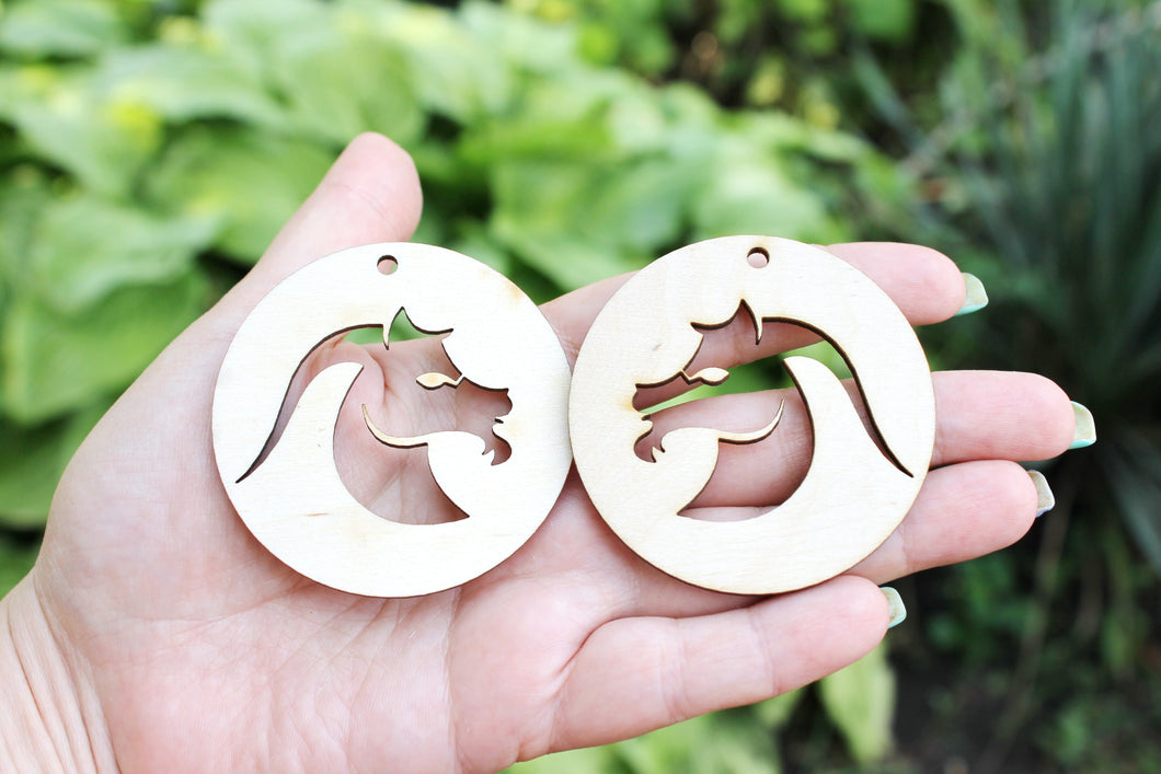 Zodiac earrings/pendants base, set of two Capricorn zodiac sign - laser cut zodiac 2.4 inches - unfinished zodiac earrings