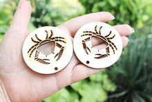 Load image into Gallery viewer, Zodiac earrings/pendants base, set of two Cancer zodiac sign - laser cut zodiac 2.4 inches - unfinished zodiac earrings
