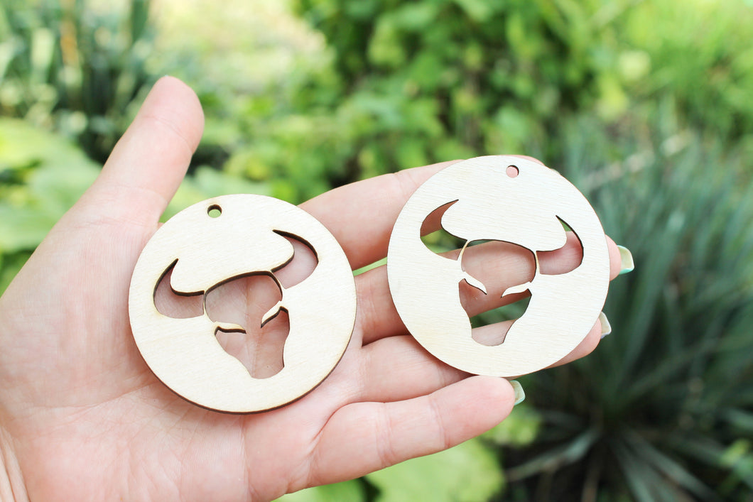 Zodiac earrings/pendants base, set of two Taurus zodiac sign - laser cut zodiac 2.4 inches - unfinished zodiac earrings