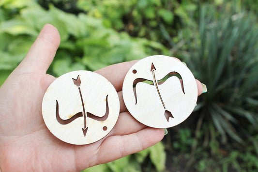 Zodiac earrings/pendants base, set of two Sagittarius zodiac sign - laser cut zodiac 2.4 inches - unfinished zodiac earrings