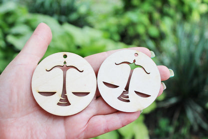 Zodiac earrings/pendants base, set of two Libra zodiac sign - laser cut zodiac 2.4 inches - unfinished zodiac earrings