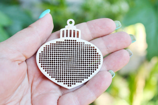 Christmas ball - Cross stitch pendant blank of Christmas ball - blanks Wood Needlecraft Pendant, wooden cross stitch blank