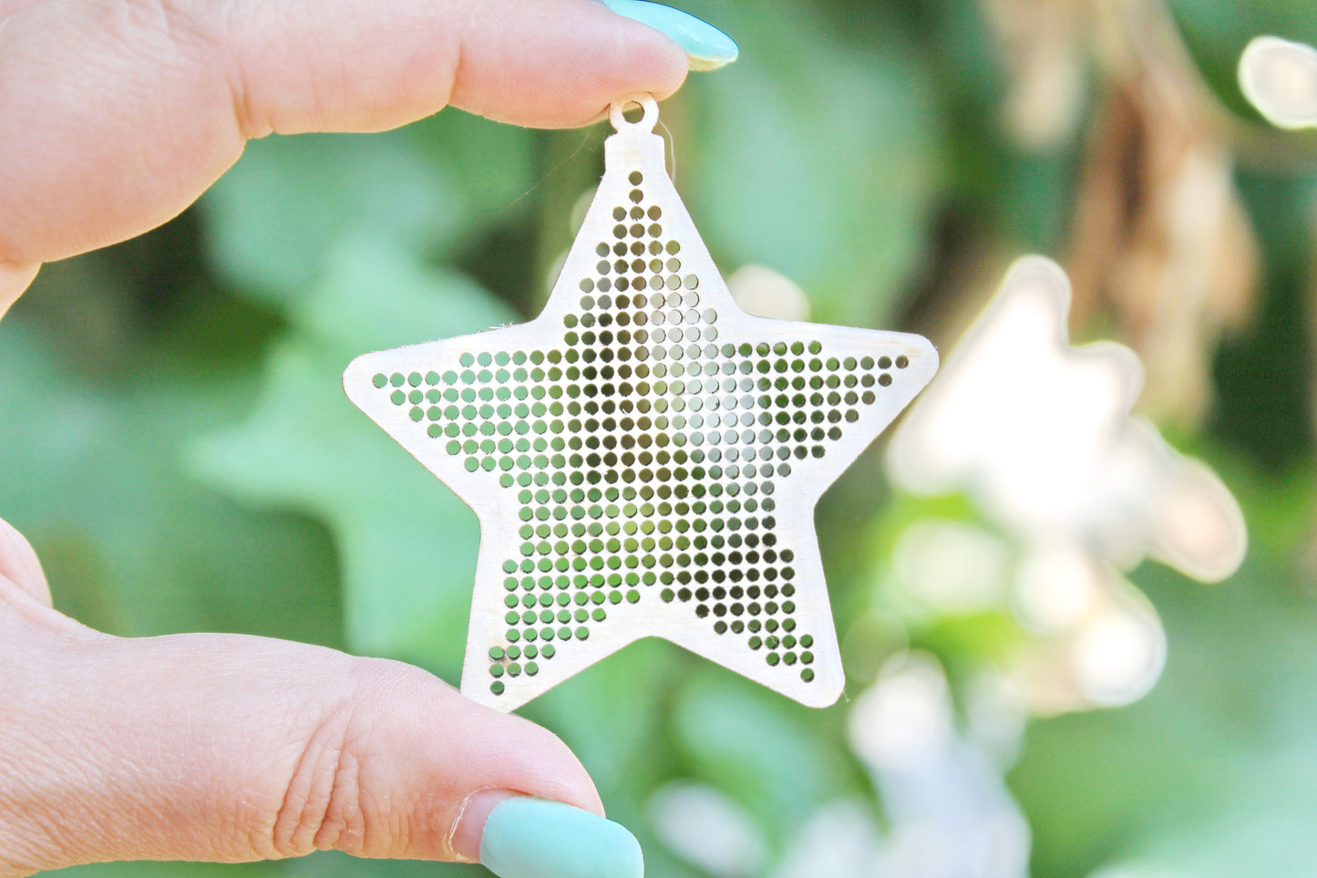 Christmas star - Cross stitch pendant blank of the star - blanks Wood Needlecraft Pendant, wooden cross stitch blank