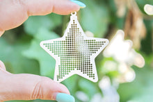 Load image into Gallery viewer, Christmas star - Cross stitch pendant blank of the star - blanks Wood Needlecraft Pendant, wooden cross stitch blank
