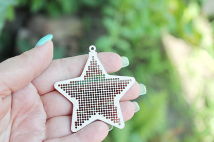 Christmas star - Cross stitch pendant blank of the star - blanks Wood Needlecraft Pendant, wooden cross stitch blank