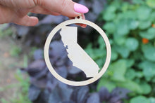 Load image into Gallery viewer, California state pendant - Laser Cut - unfinished blank - 3.1 inches - California Map Inside Circle
