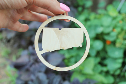 Connecticut state pendant - Laser Cut - unfinished blank - 3.1 inches - Connecticut Map Inside Circle