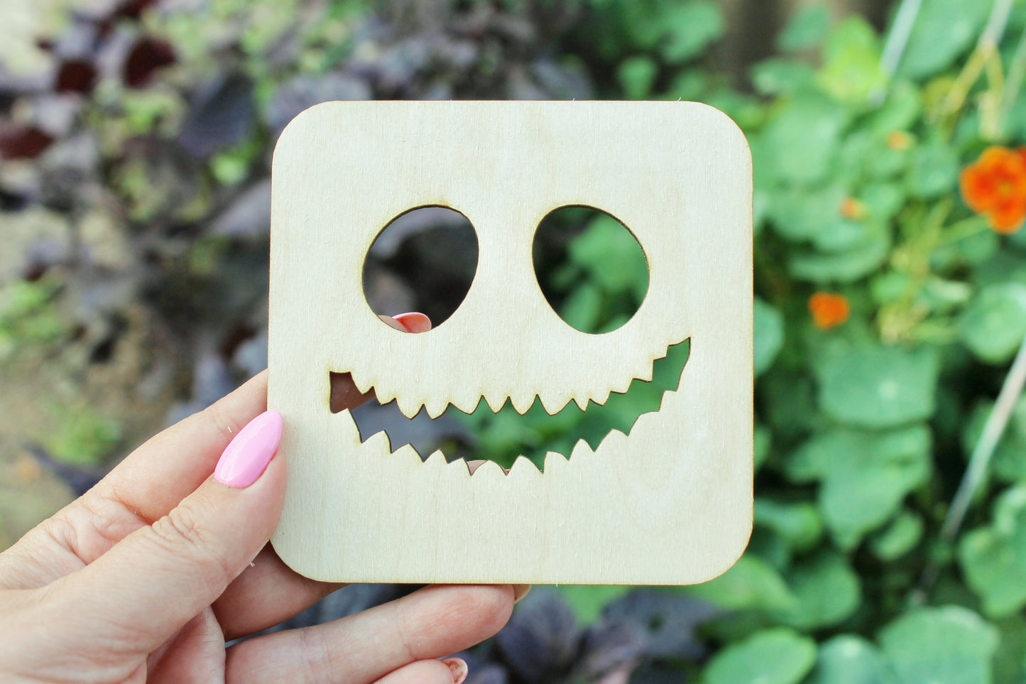 Halloween laser cut Jack O Lantern face coaster 4x4 inches - made of high quality plywood - table decor, Modern coasters -9- JACK-O-LANTERN